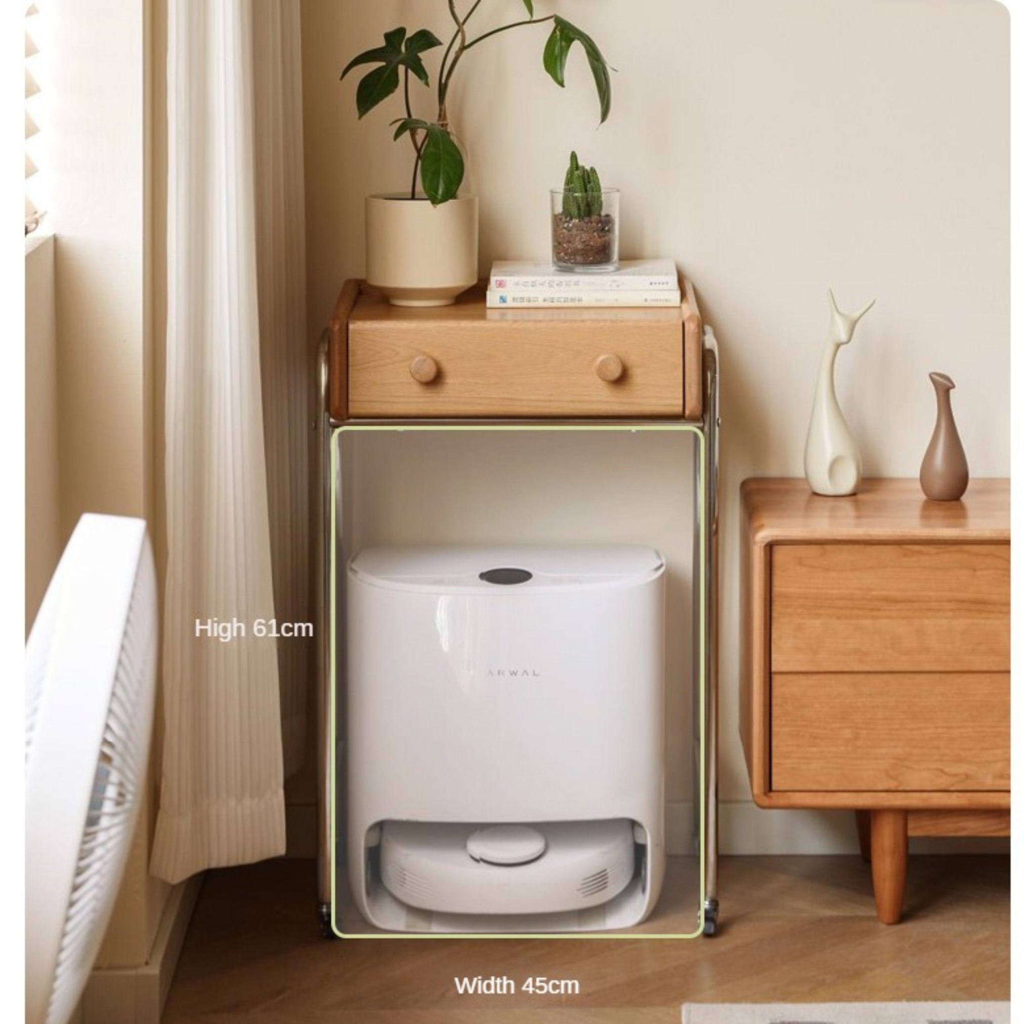 Oak Solid Wooden Edge Cabinet, Cute Robot Shape