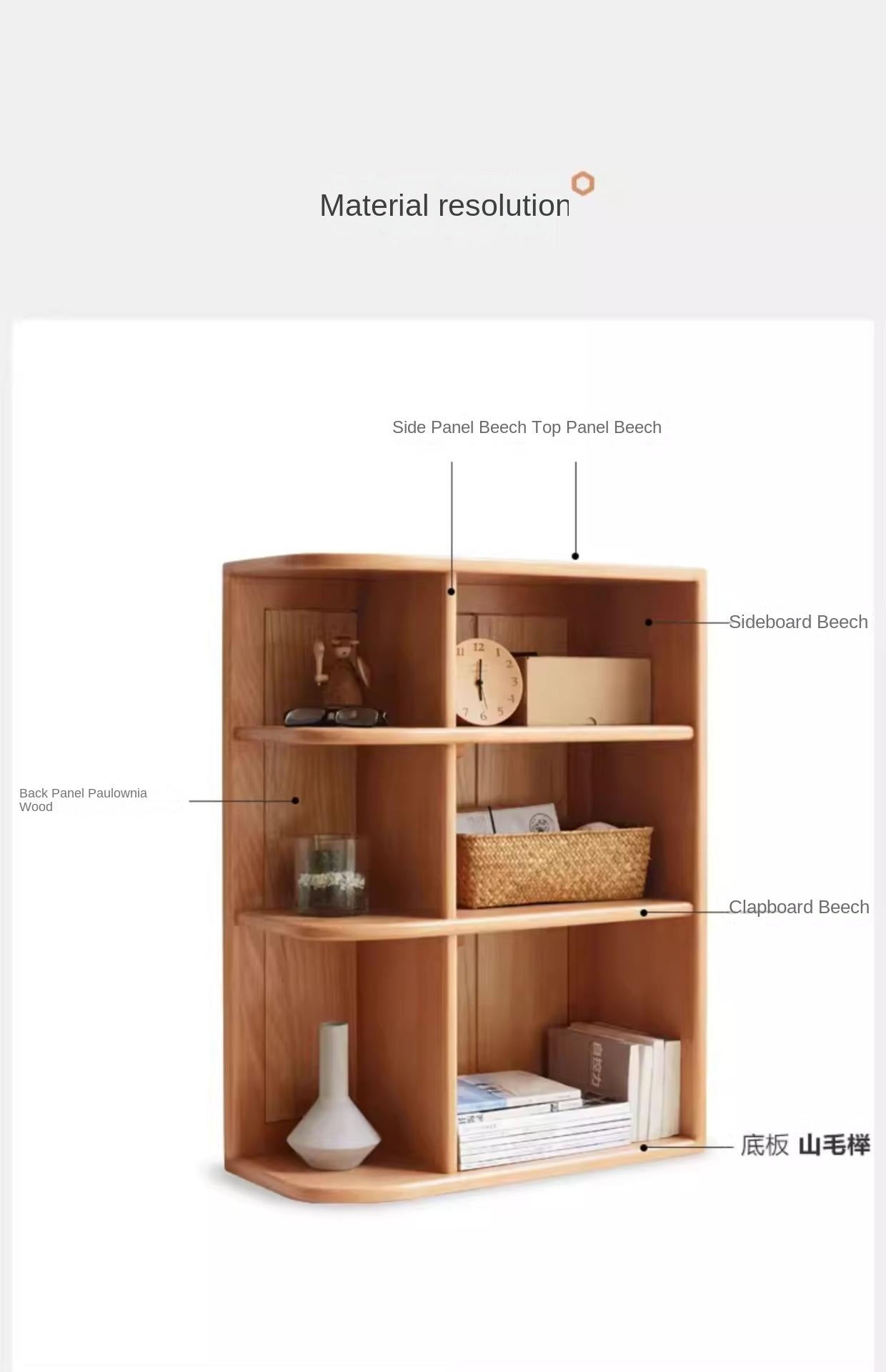 European Beech Solid Wood Corner Modern Side Cabinet