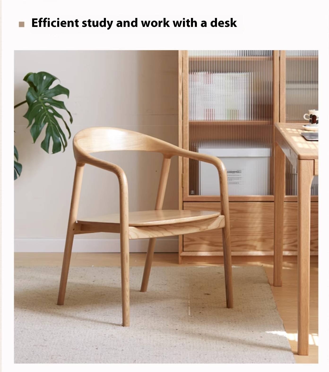 Ash, White Ash, Black Walnut Solid Wood Armchair, Scandinavian Modern Curved Back Accent Chair