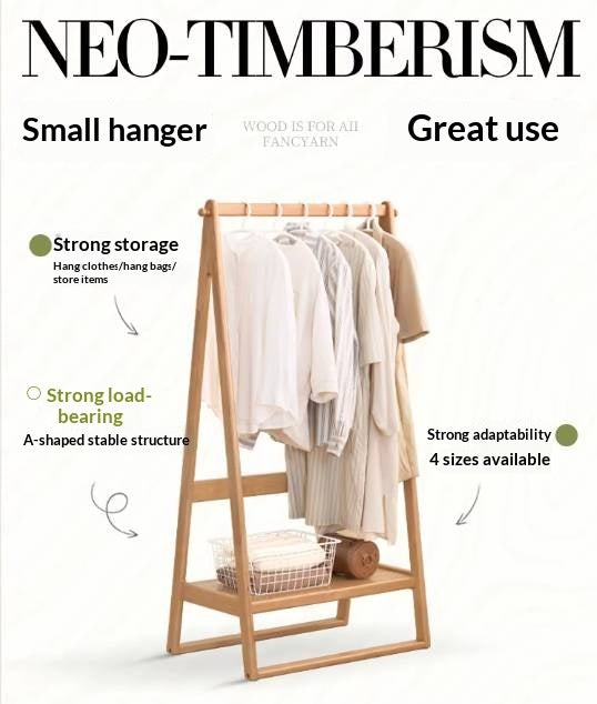 Solid Rubberwood Nordic Minimalist Standing Hanger