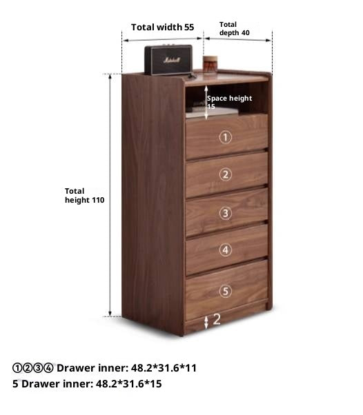 Black Walnut Solid Wood Modern Nordic Style Side Cabinet.