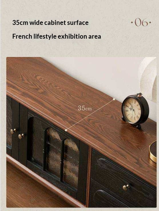 Black Walnut, Ash Solid Wood TV Cabinet with Integrated Storage, Vintage Style Floor Cabinet