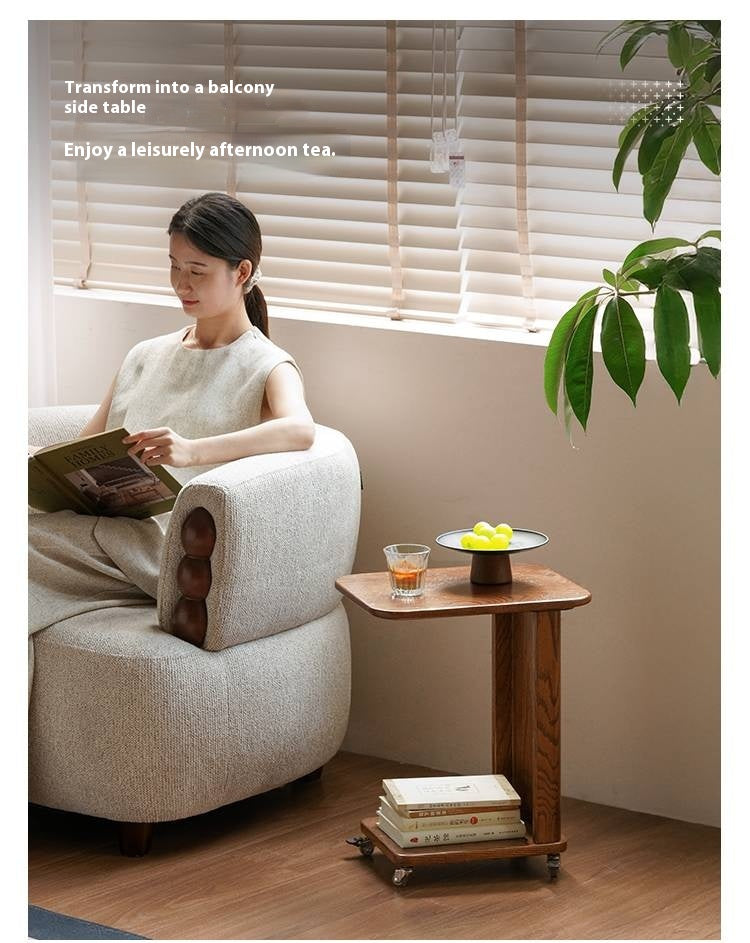Oak Solid Wood Mobile Coffee Table
