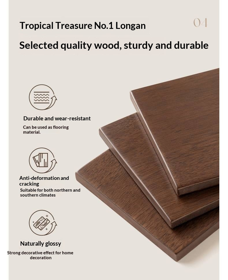 Solid Longan Hardwood Slab Dining Table with Antique-Inspired Retro Design