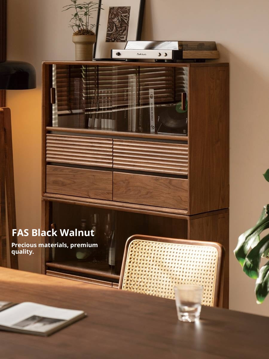 Black Walnut Solid Wood Italian Light Luxury Bookcase