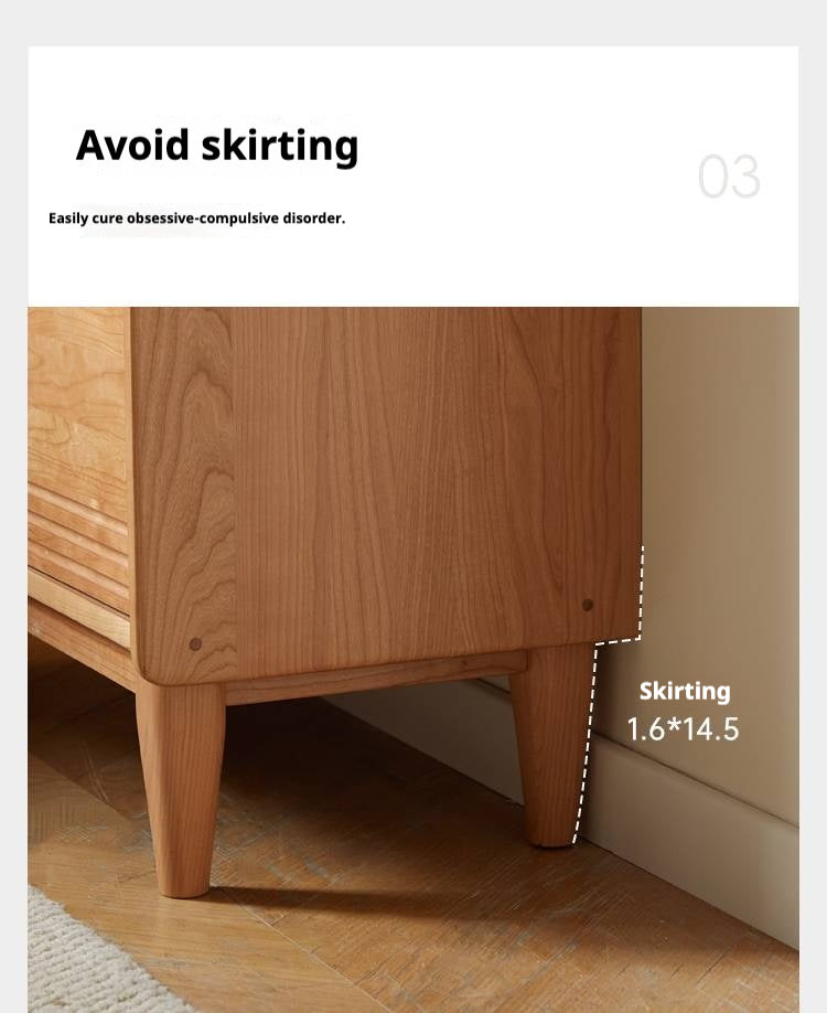 Cherry Solid Wood Glass Bookcase.