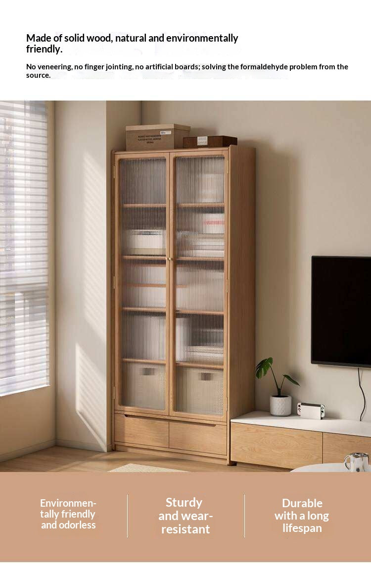 Oak Solid Wood Bookcase Free Combination Floor-to-ceiling Bookshelf