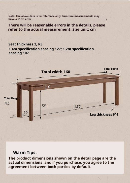 Black Walnut, Oak, Ash Solid Wood Long Bench