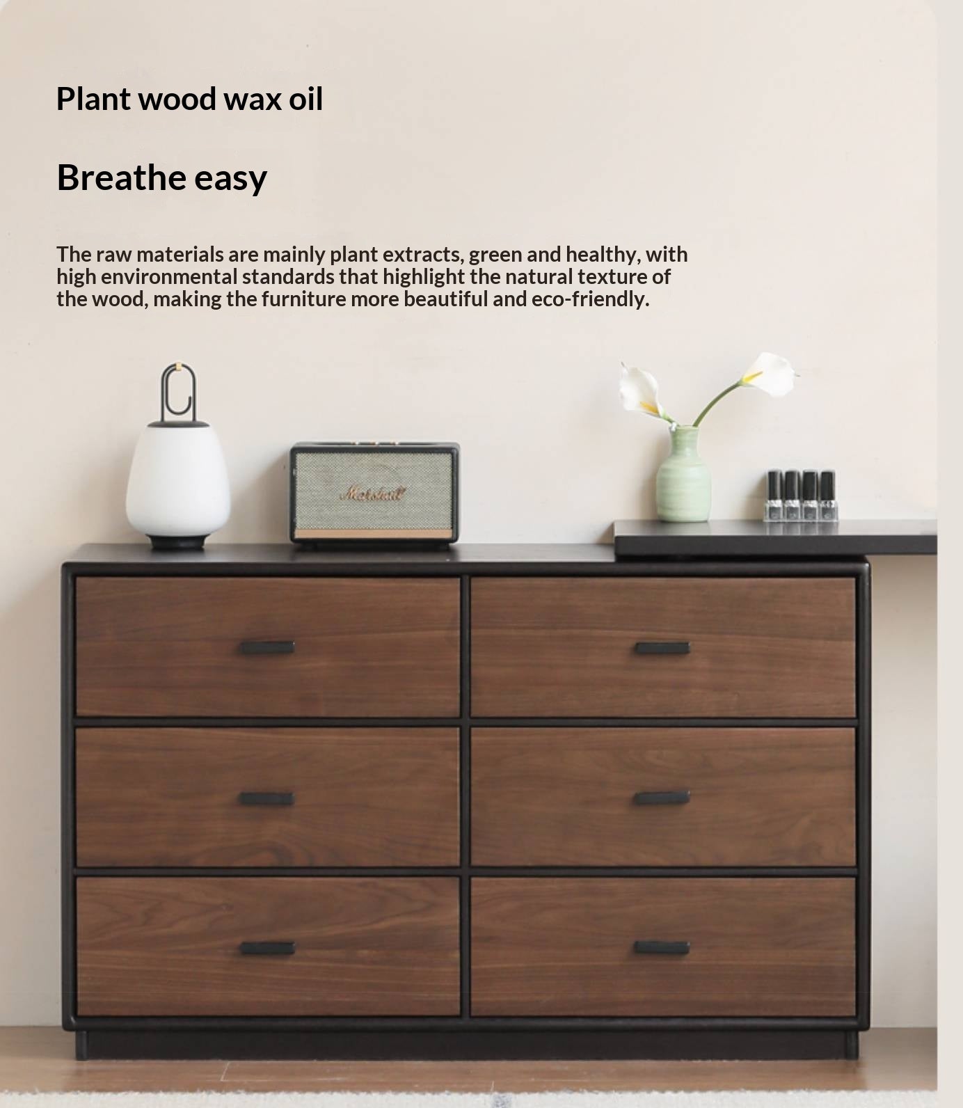 Black Walnut Solid Wood Italian Light Luxury Vanity Table.