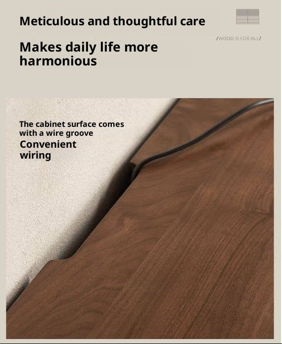 Black Walnut Solid Wood Italian Light Luxury TV Cabinet