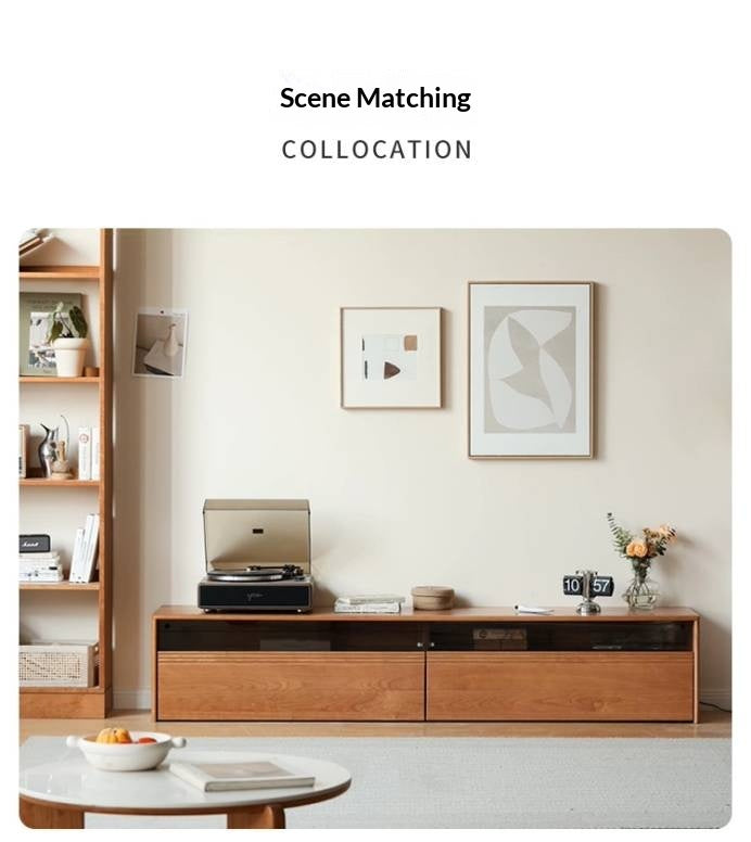 Cherry Solid Wood Floor TV Cabinet