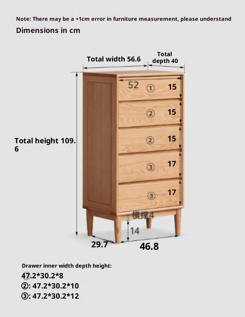 Oak Solid Wood Five-Drawer Chest