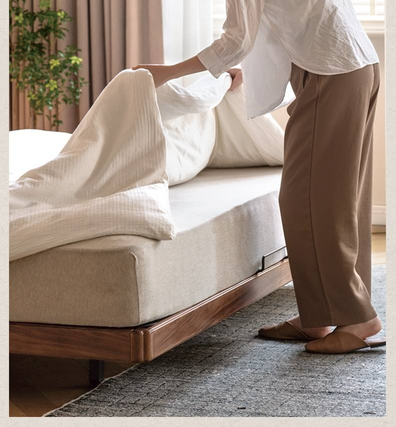 North American Black Walnut, Oak Technical Cloth Organic Leather Soft Suspended Bed