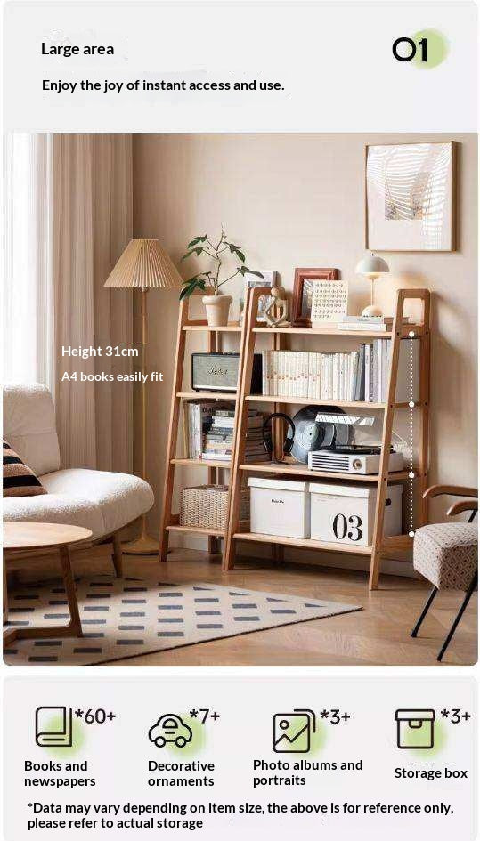 Oak Solid Wood Multi Layer Shelf, Bookshelves, Flower Racks
