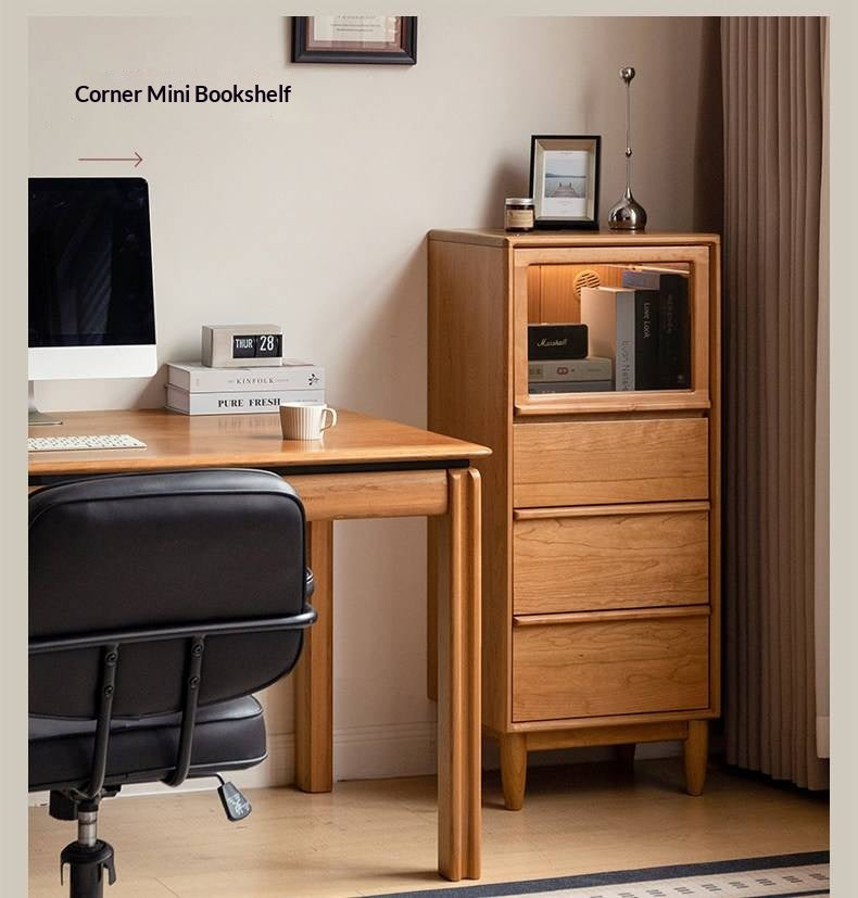 Cherry Solid Wood Mid-range Style Side Cabinet.