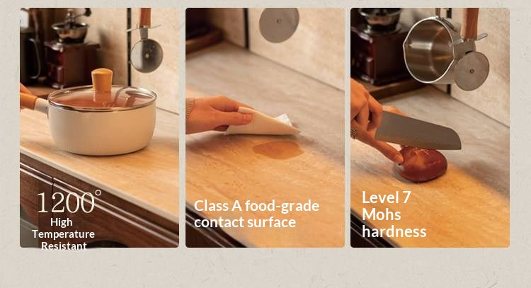 Black Walnut Solid Wood Buffet Cabinet with Retro Style and Rock Board Surface