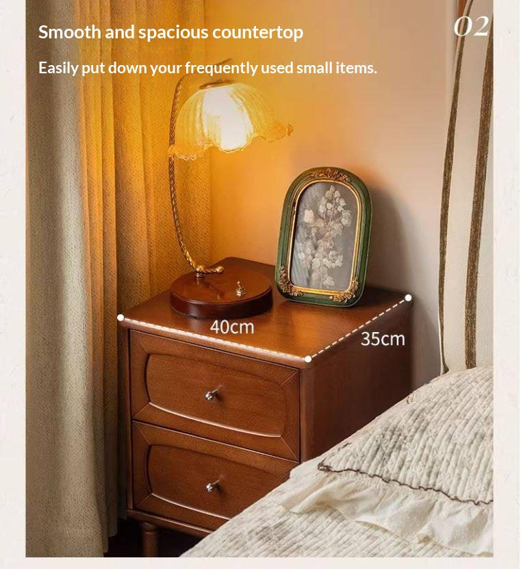 Black Walnut, Poplar Solid Wood French Retro Style Nightstand