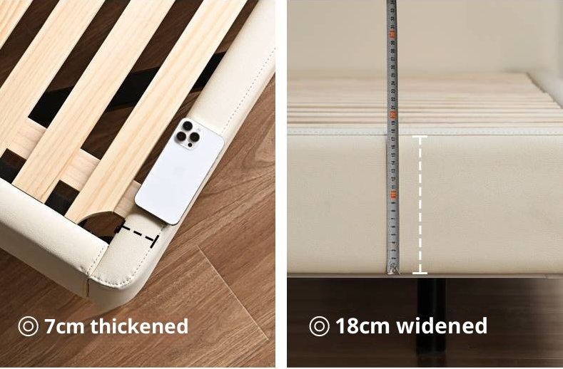 Genuine Leather Top Layer Cowhide Soft Suspension Bed with Lighting