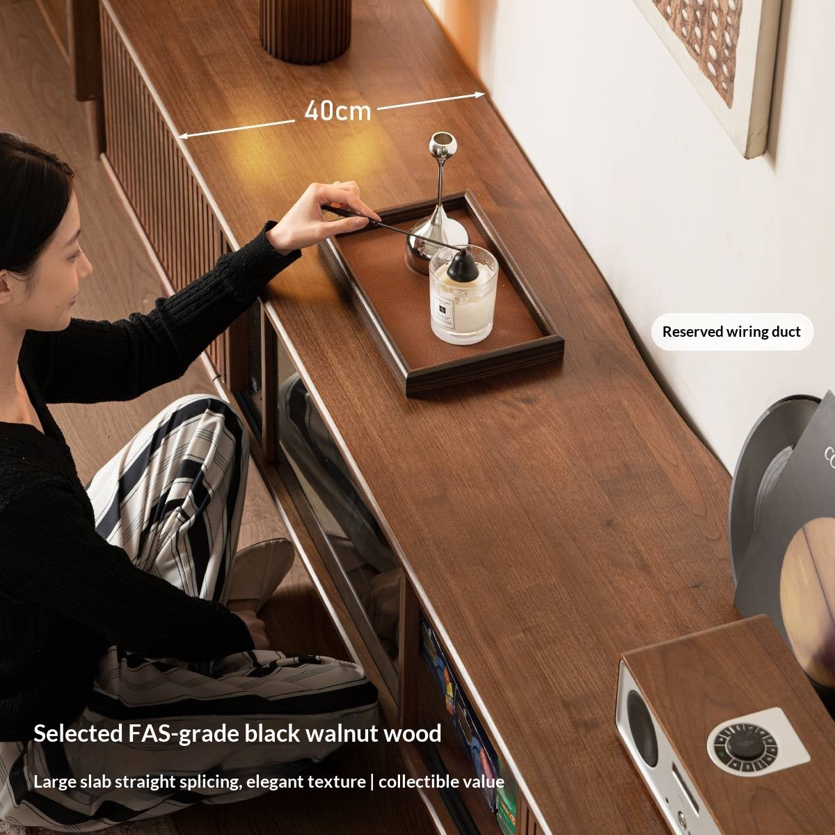 Black Walnut Solid Wood Modern TV Cabinet