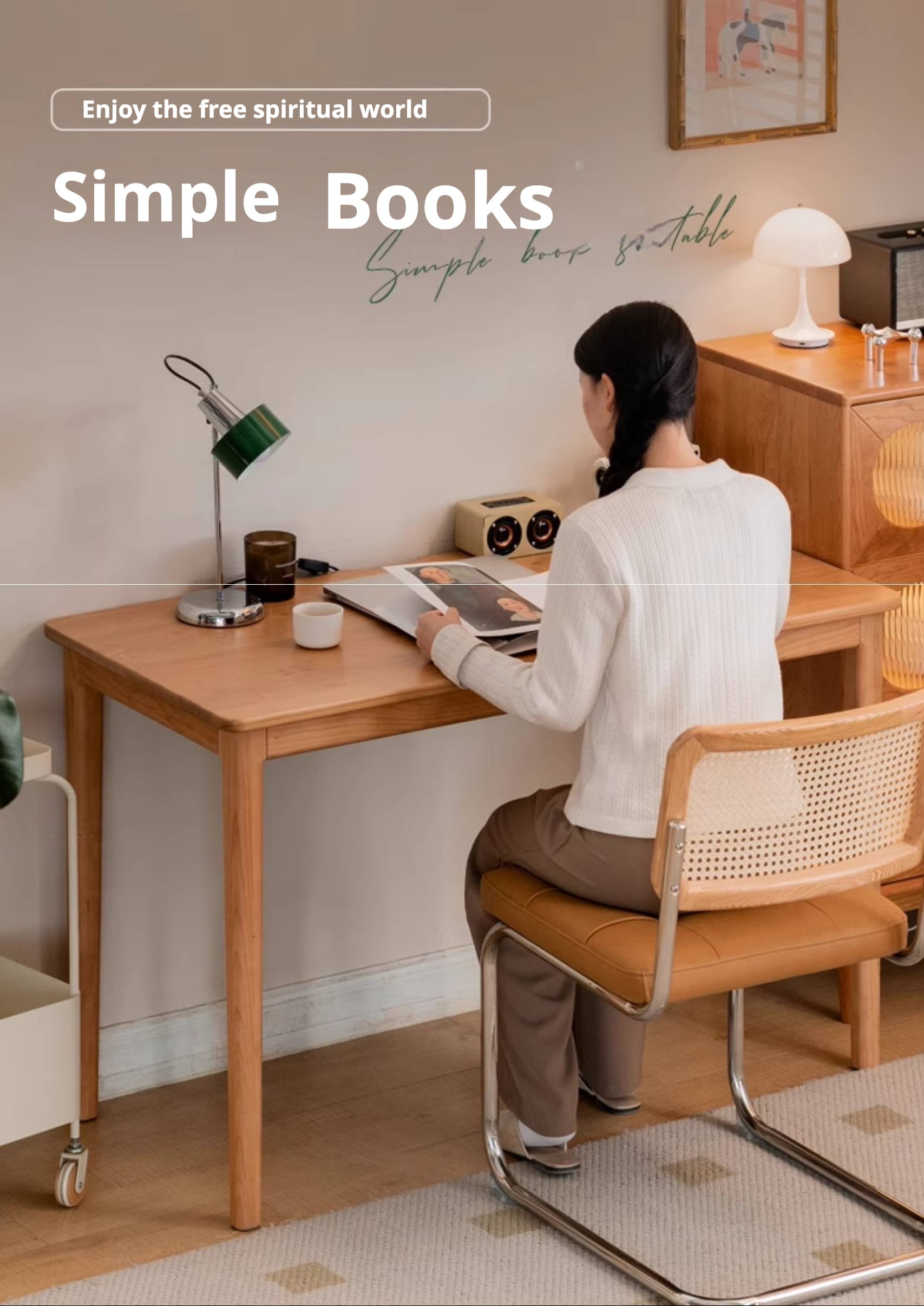 Cherry Solid Wood Desk Medieval Study Computer Desk