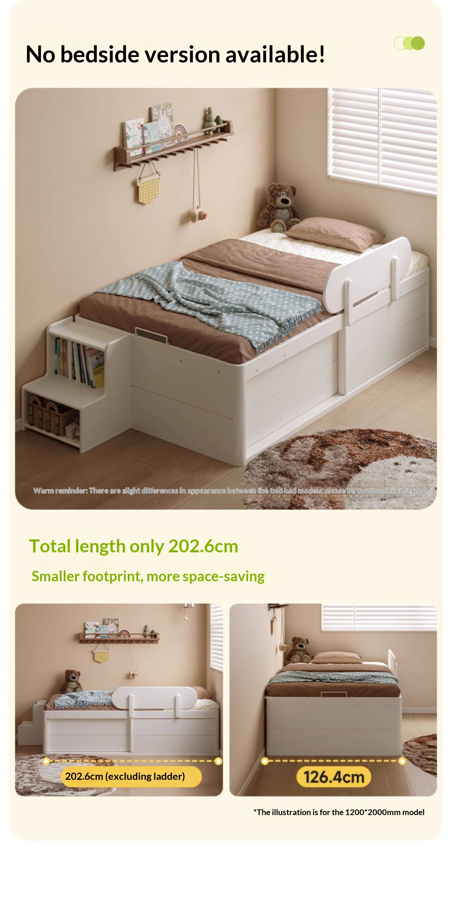 Rubberwood Solid Wood Children's White Storage Box Bed