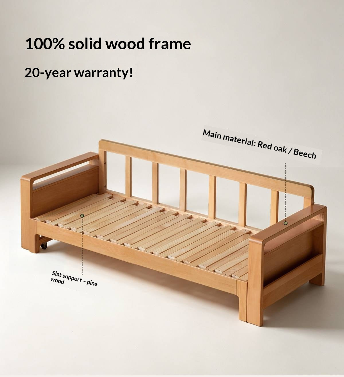 Oak, Beech Solid Wood Multifunctional Storage Sofa Bed