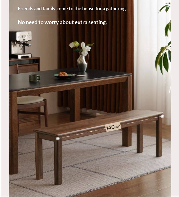 Black Walnut, Oak, Sandalwood, Ash, Solid Rubberwood Nordic Long Bench