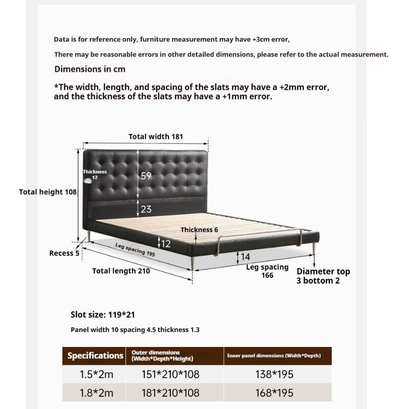 Genuine Leather Bed — Italian Light Luxury, Bauhaus Edge Design, Black Finish
