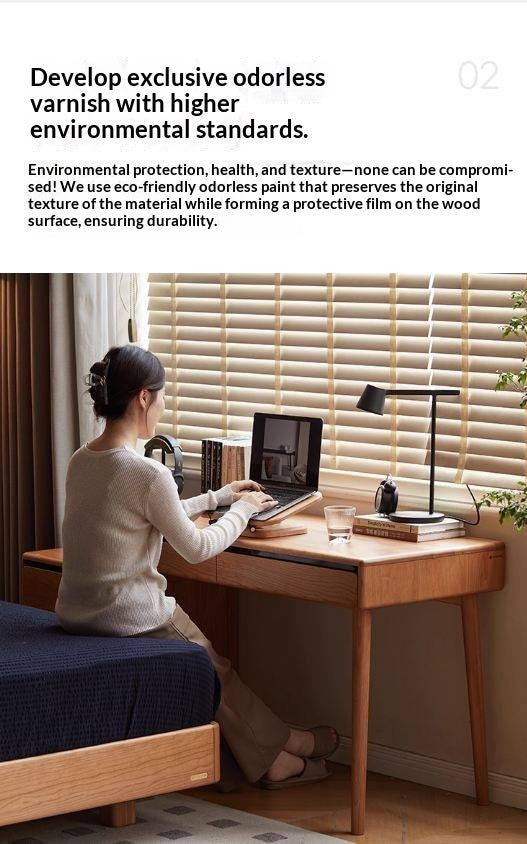 Cherry Solid Wood Retro Retractable Computer Desk