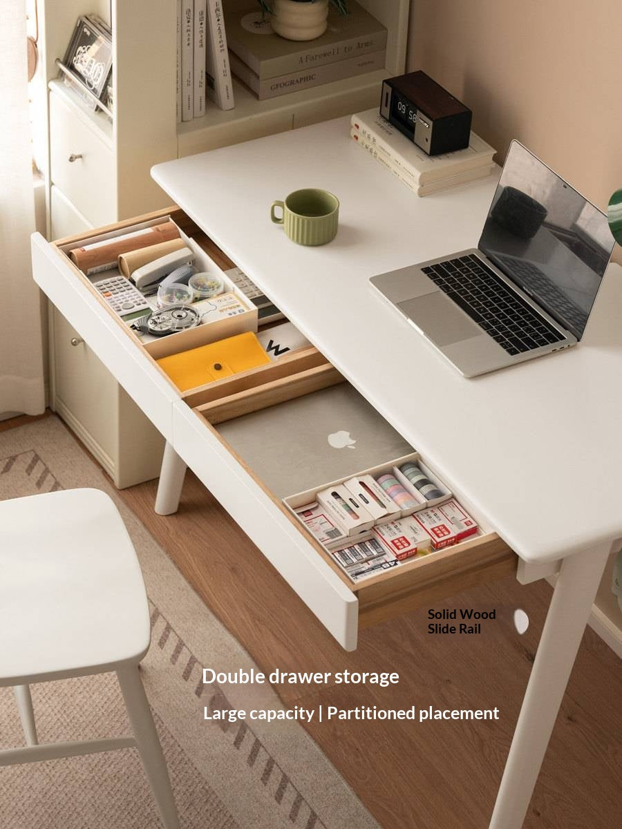 Solid Rubberwood Cream Wind Office Desk