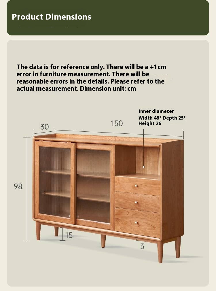 Cherry Solid Wood Ancient Style Ultra Thin Side Cabinet