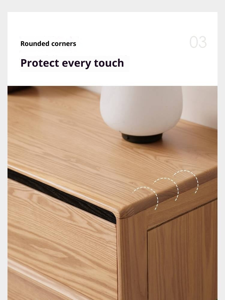 Oak, Ash Solid Wood Modern Storage Drawer Cabinet