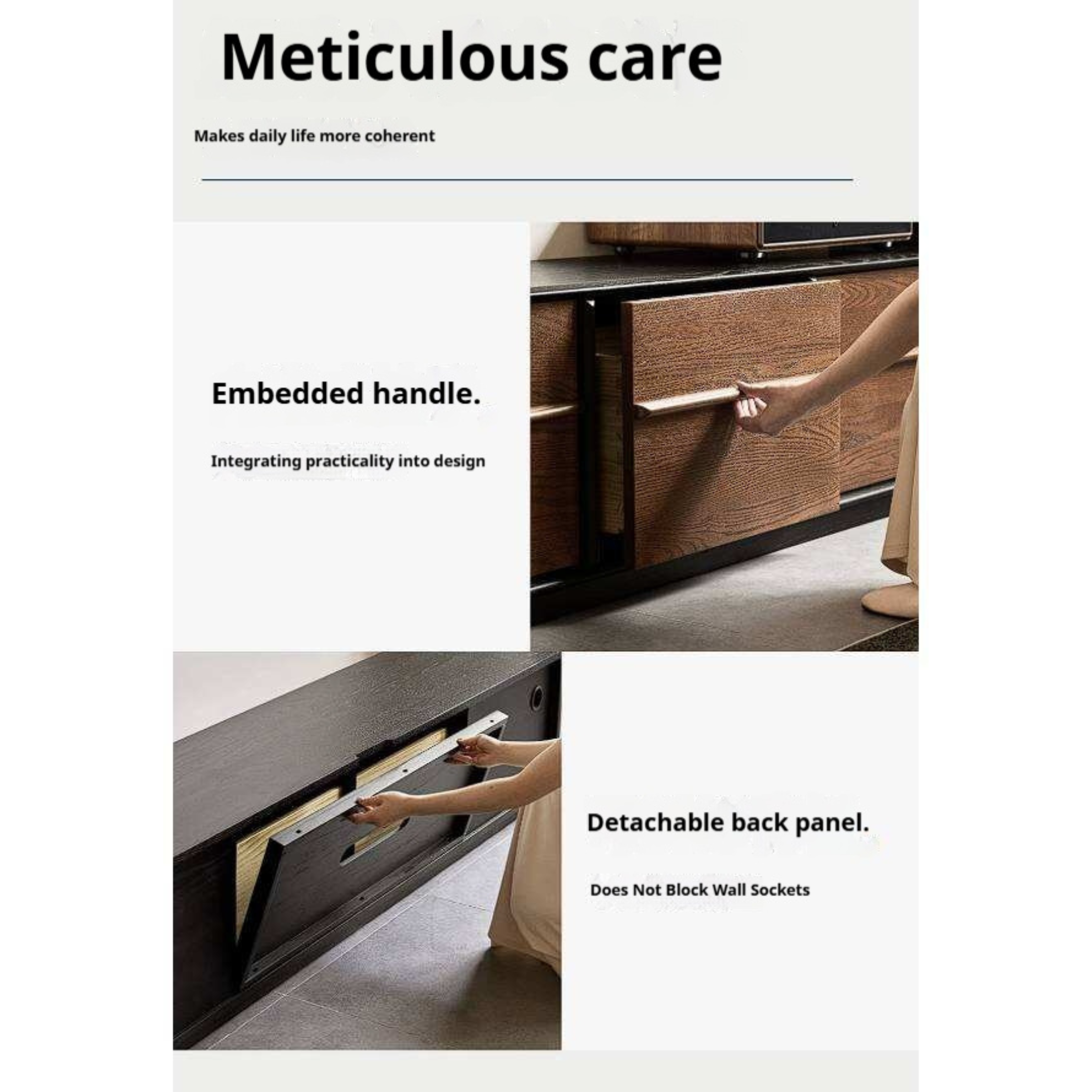Oak Solid Wood Floor Standing TV Cabinet with Italian-Inspired Skeleton Line