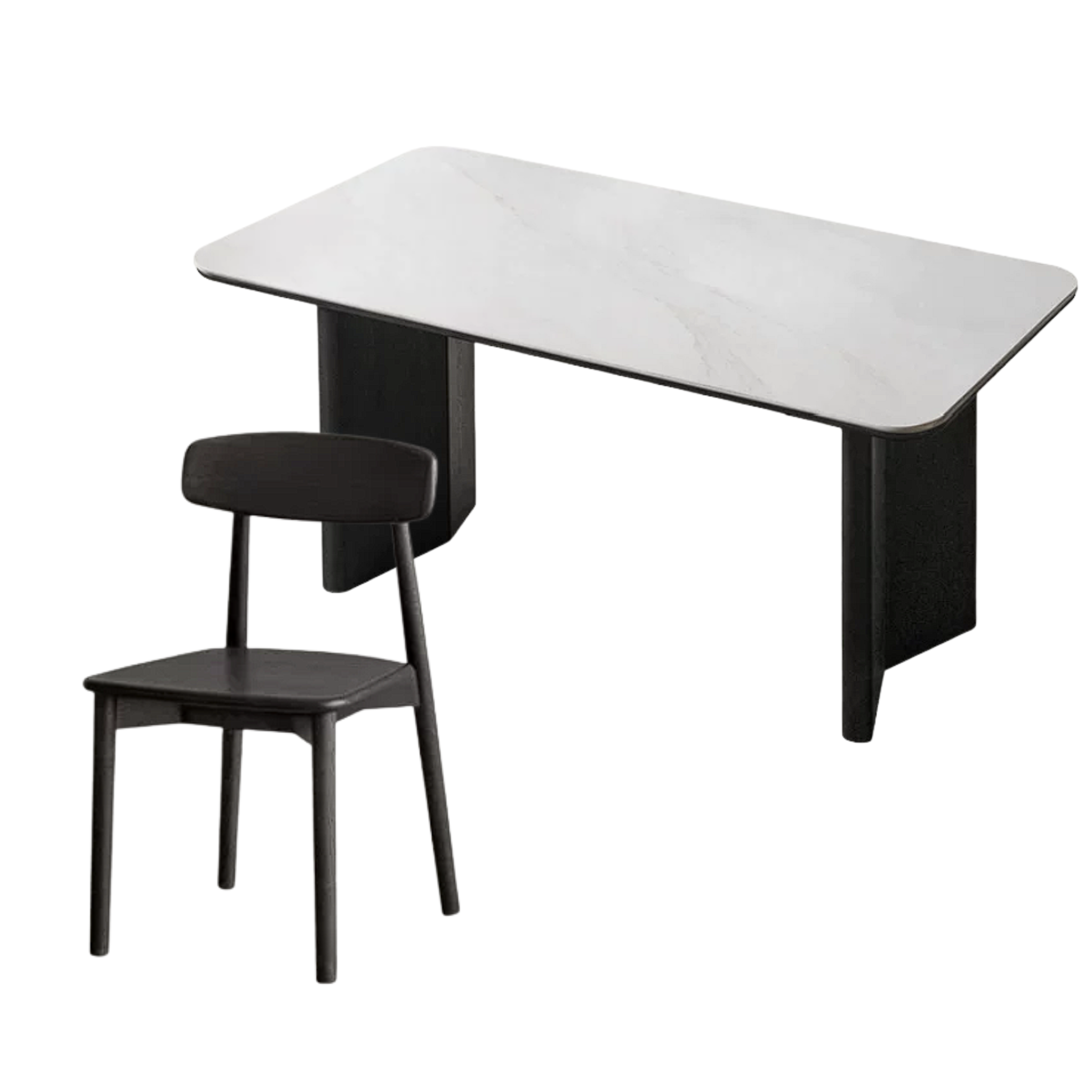 Oak Solid Wood, Solid Rubberwood Slate Italian Dining Table