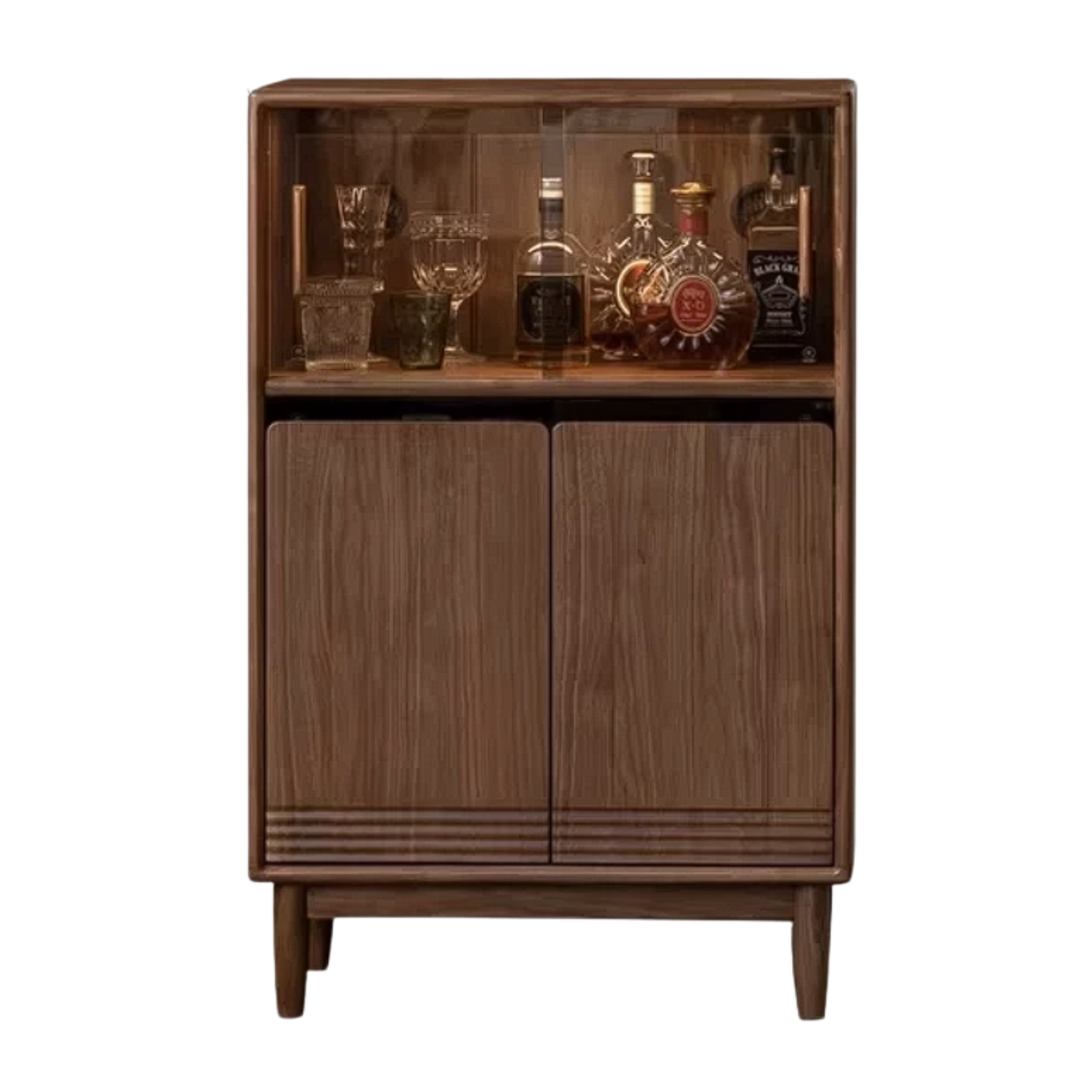 Black Walnut, Golden Rosewood, Oak, Ash, Cherry Solid Wood Side Cabinet with Minimalist TV Stand Storage Design