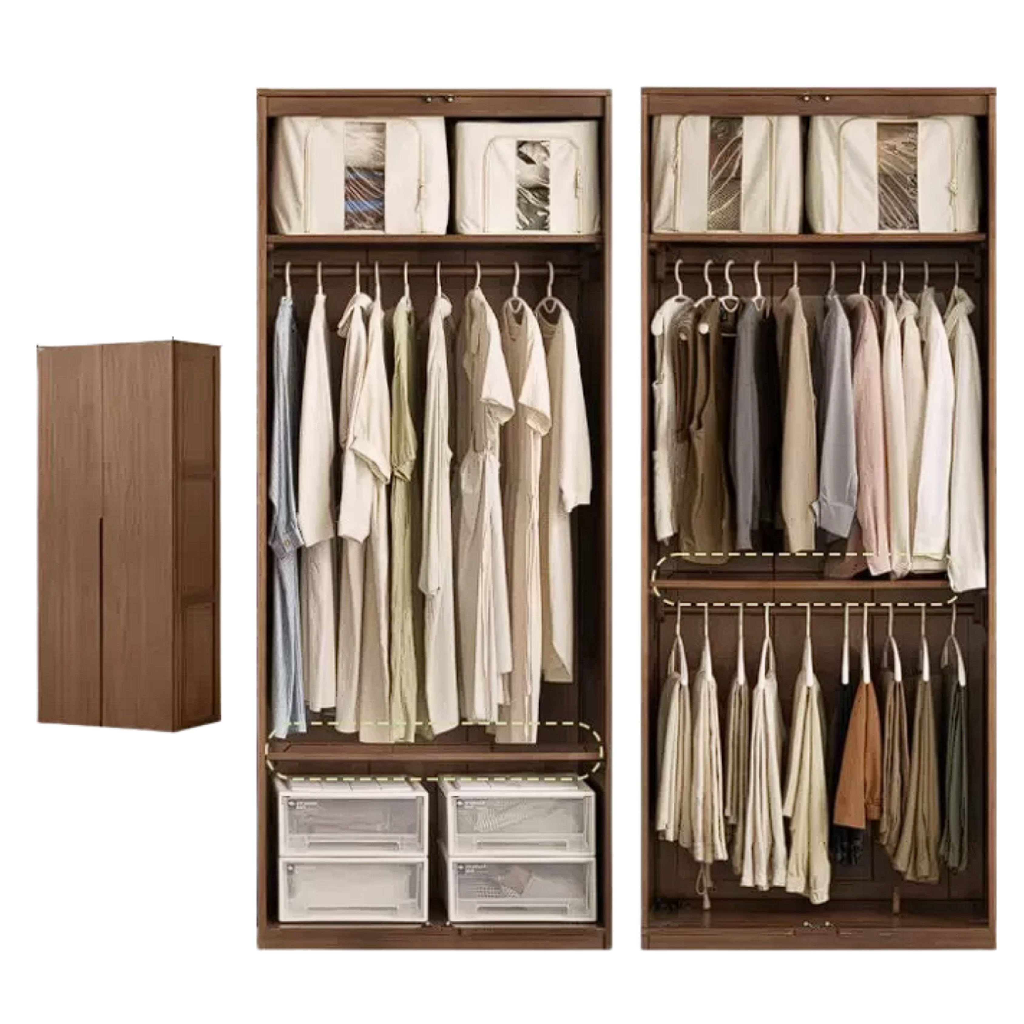Black Walnut Solid Wood Wardrobe Double Door