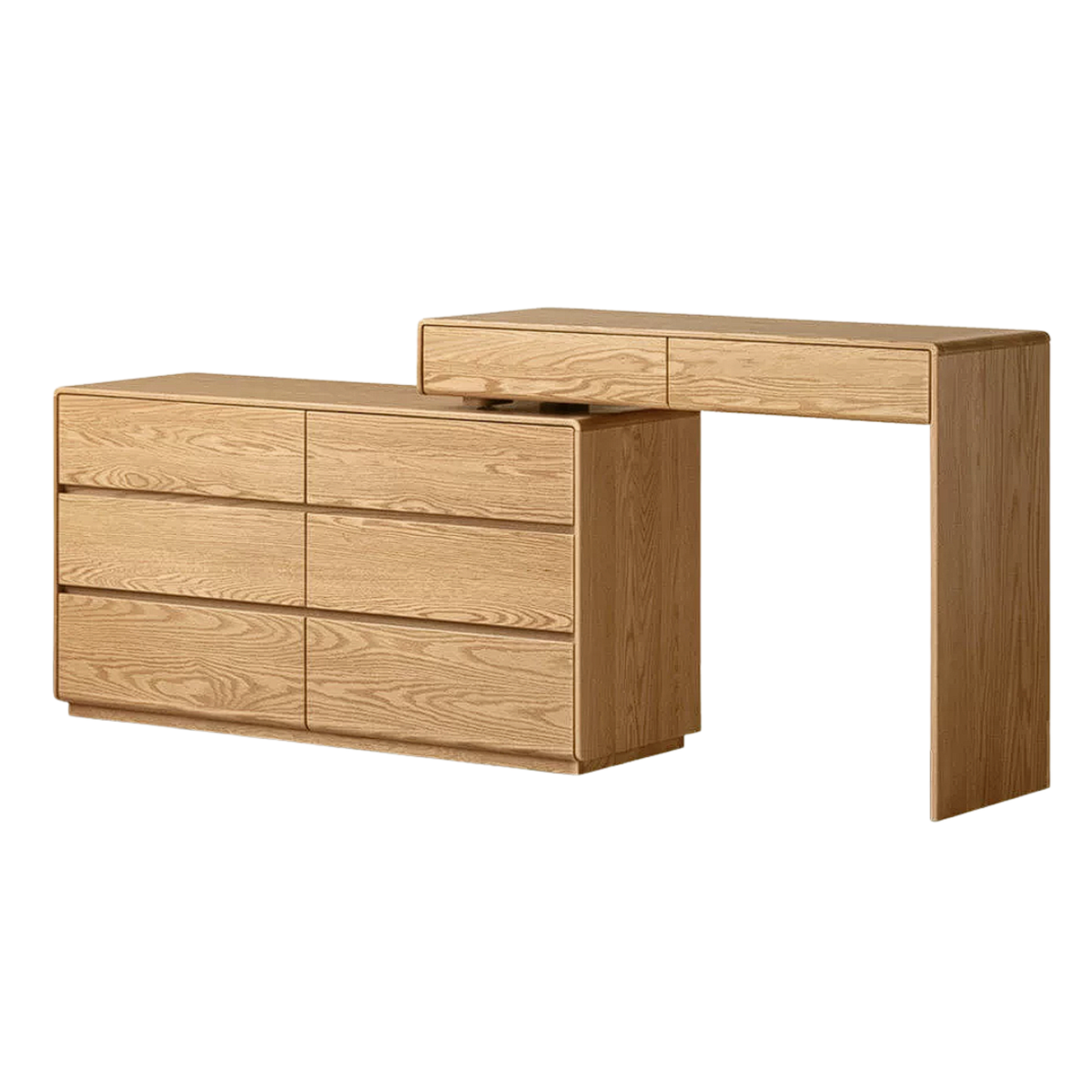 Oak, Ash Solid Wood Retractable Vanity Table Storage Cabinet