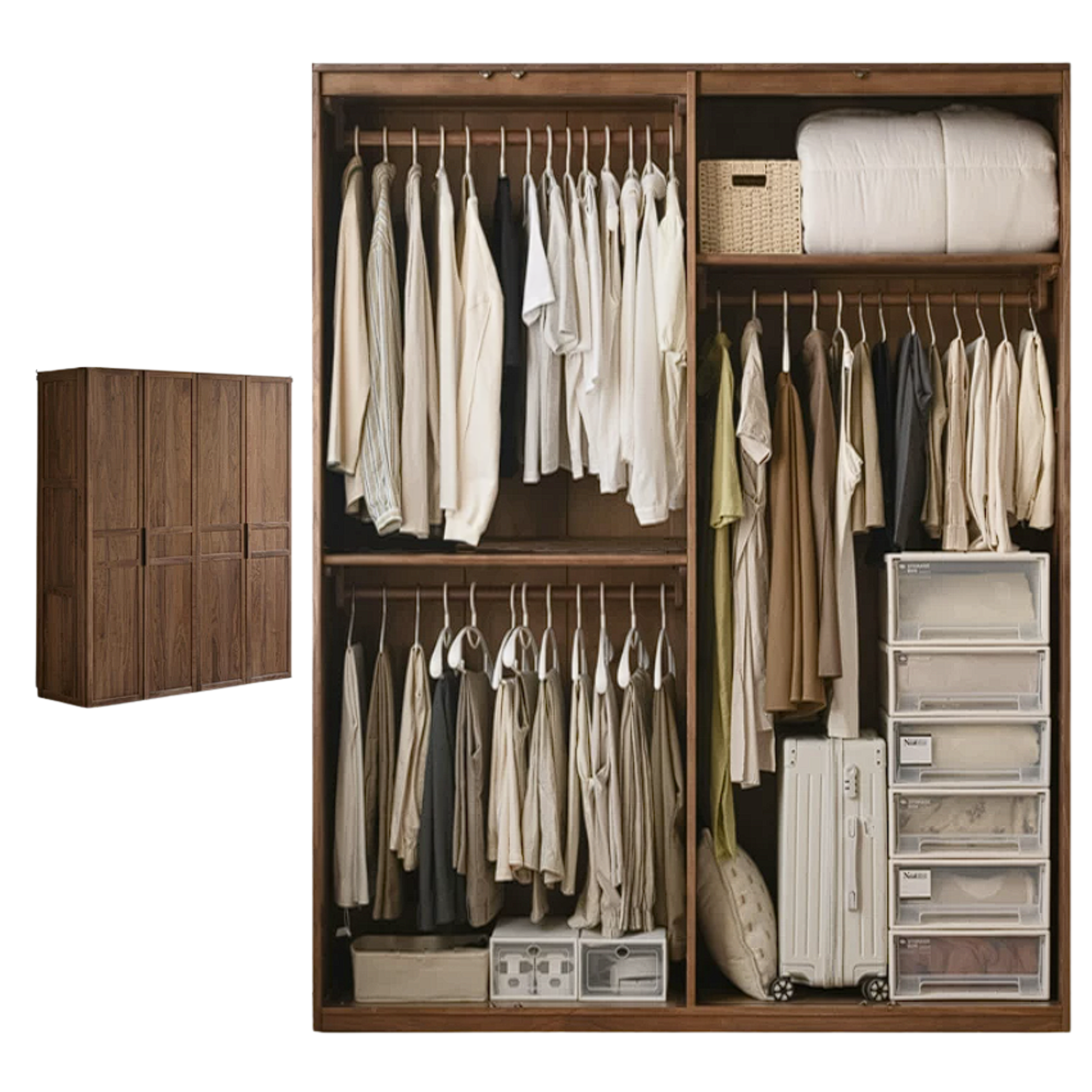 Black Walnut Solid Wood Wardrobe Modern Simple