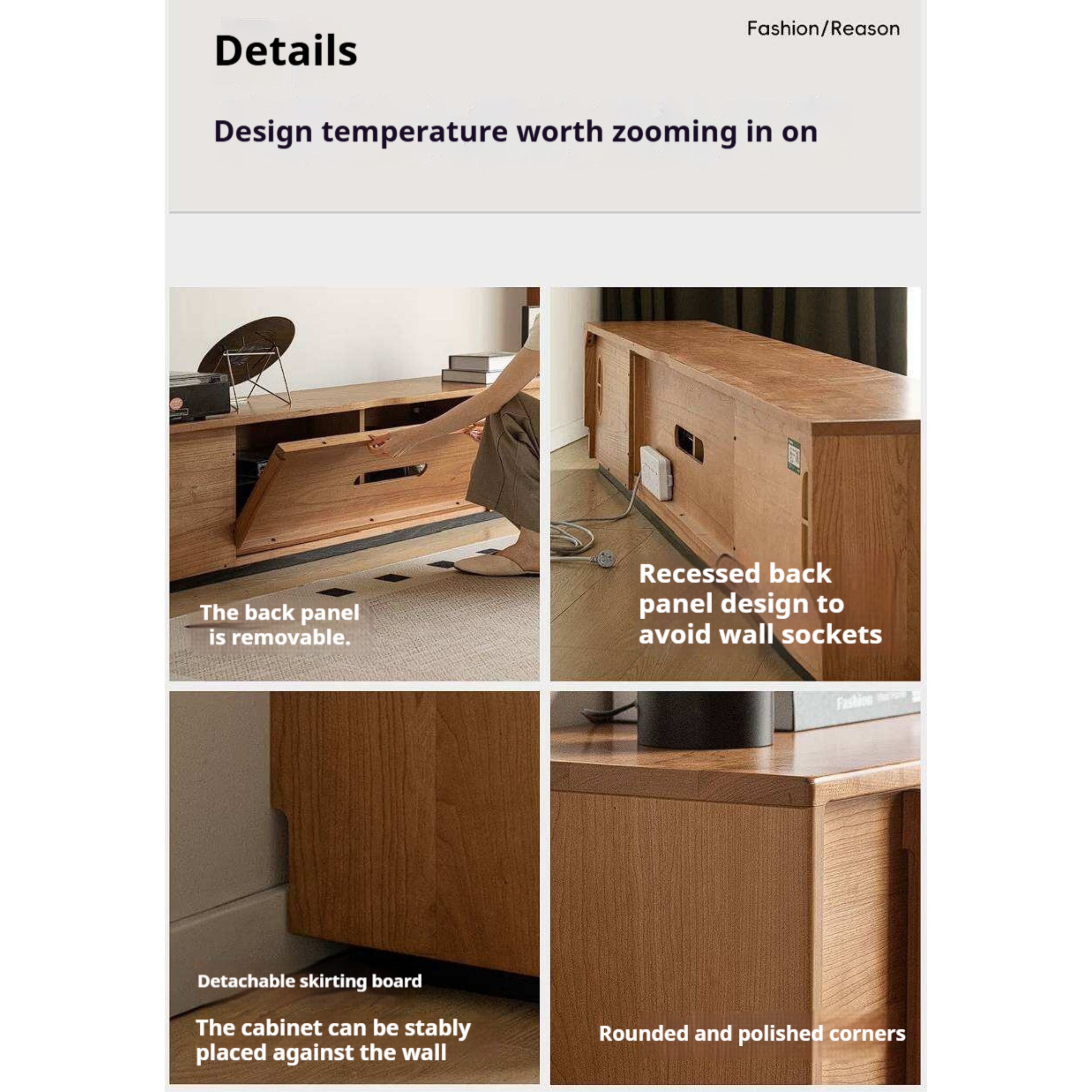 Cherry Solid Wood TV Stand with Simple Modern Storage Cabinet