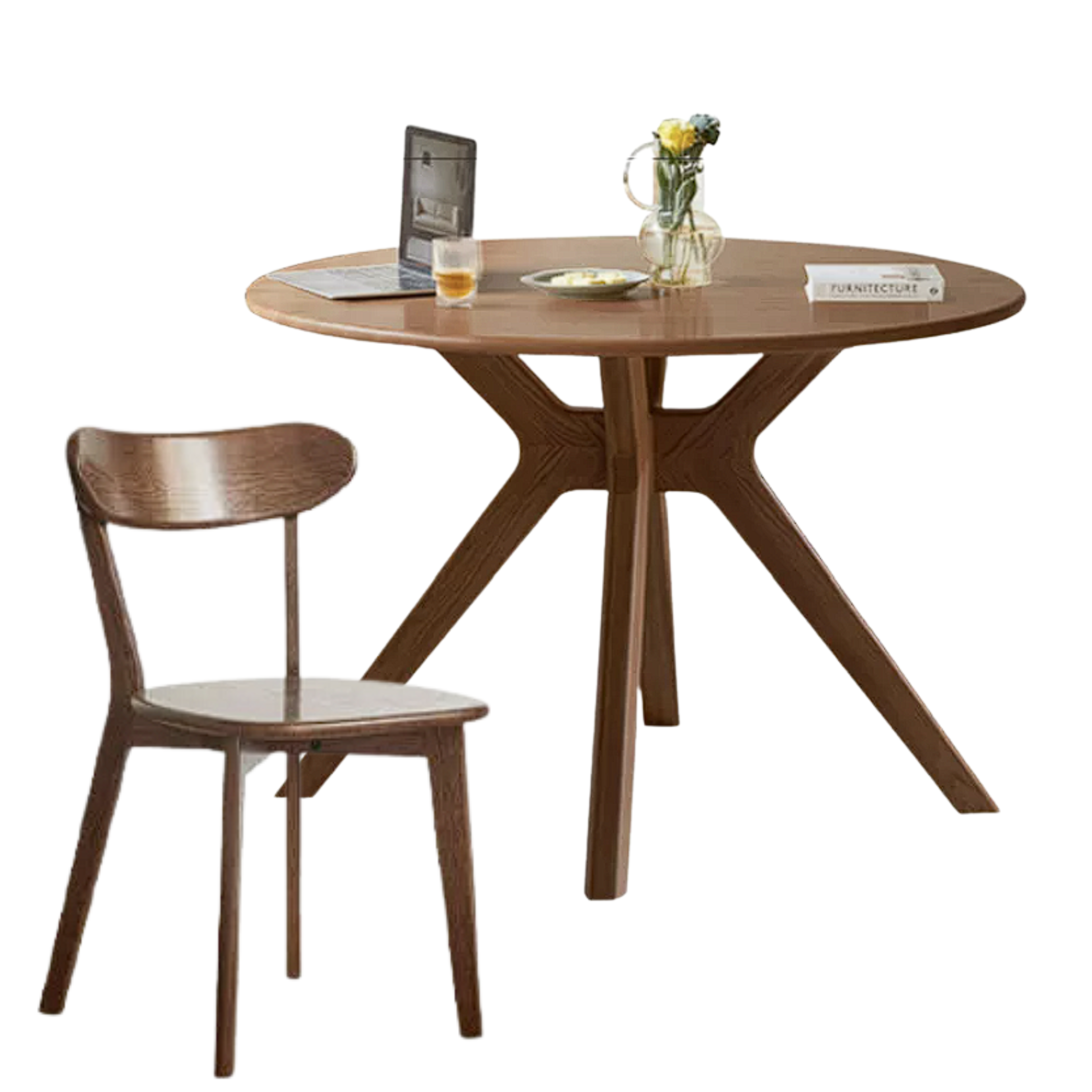 Oak Solid Wood Modern Minimalist Style Round Dining Table