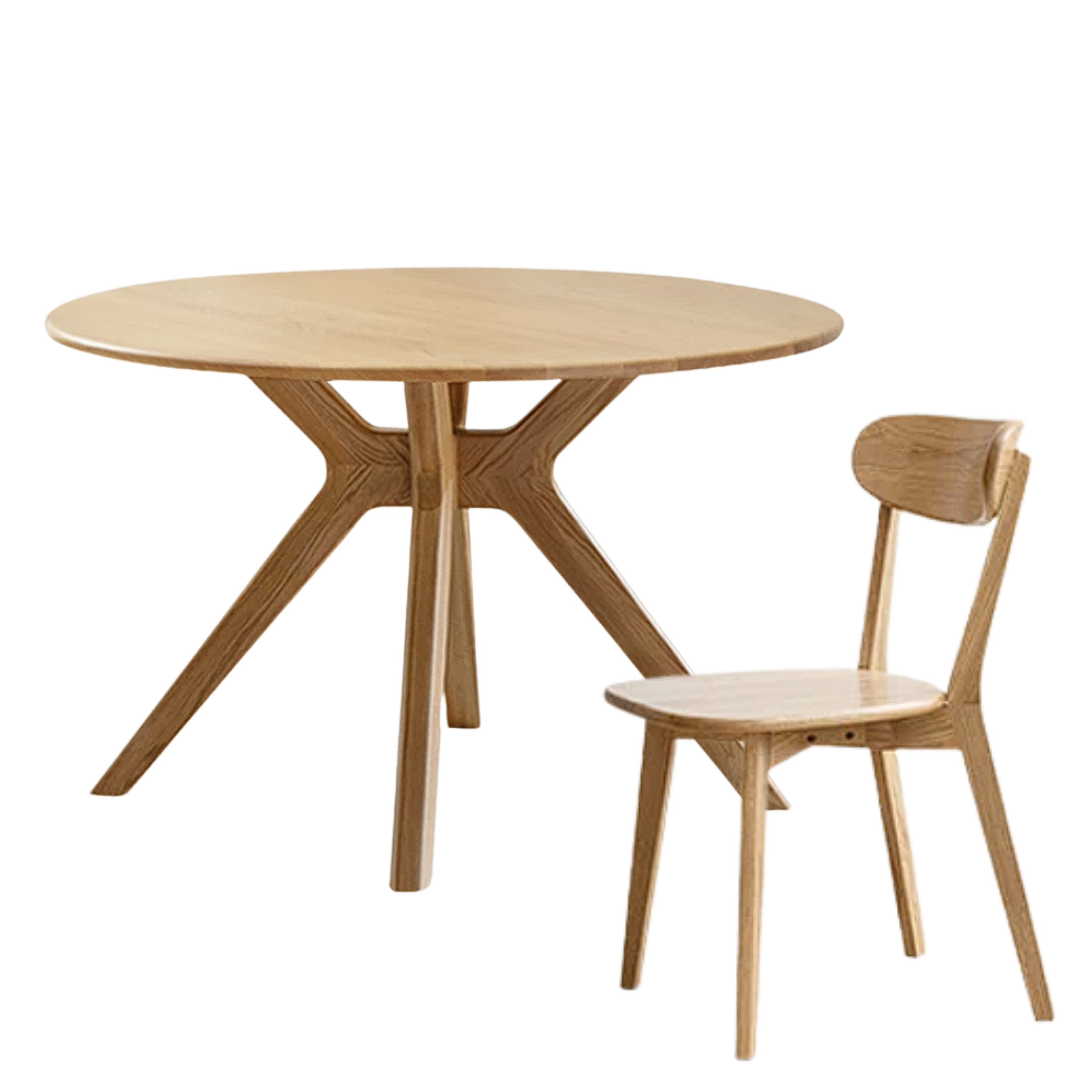 Oak Solid Wood Modern Minimalist Style Round Dining Table