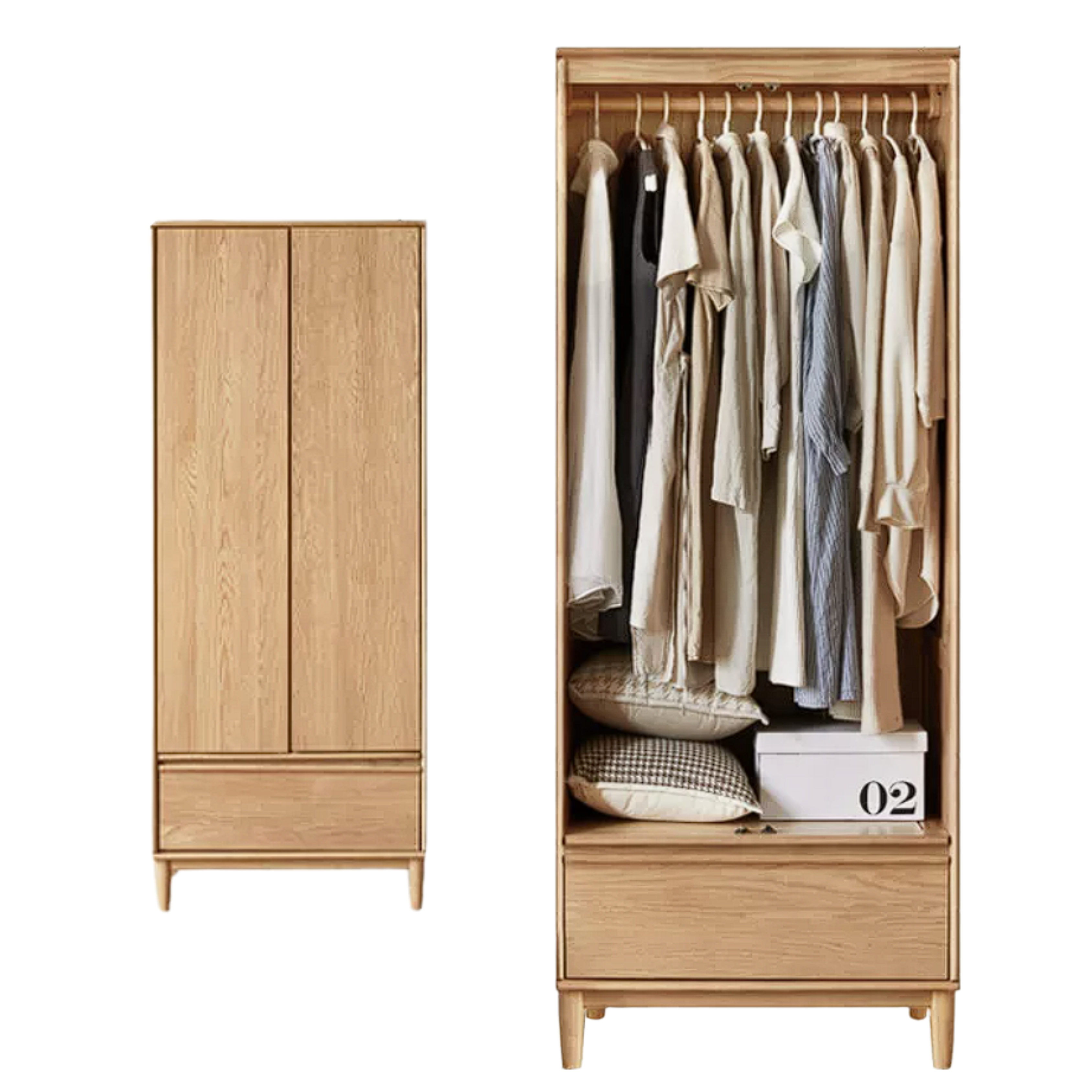 Oak Solid Wood Modern Wardrobe