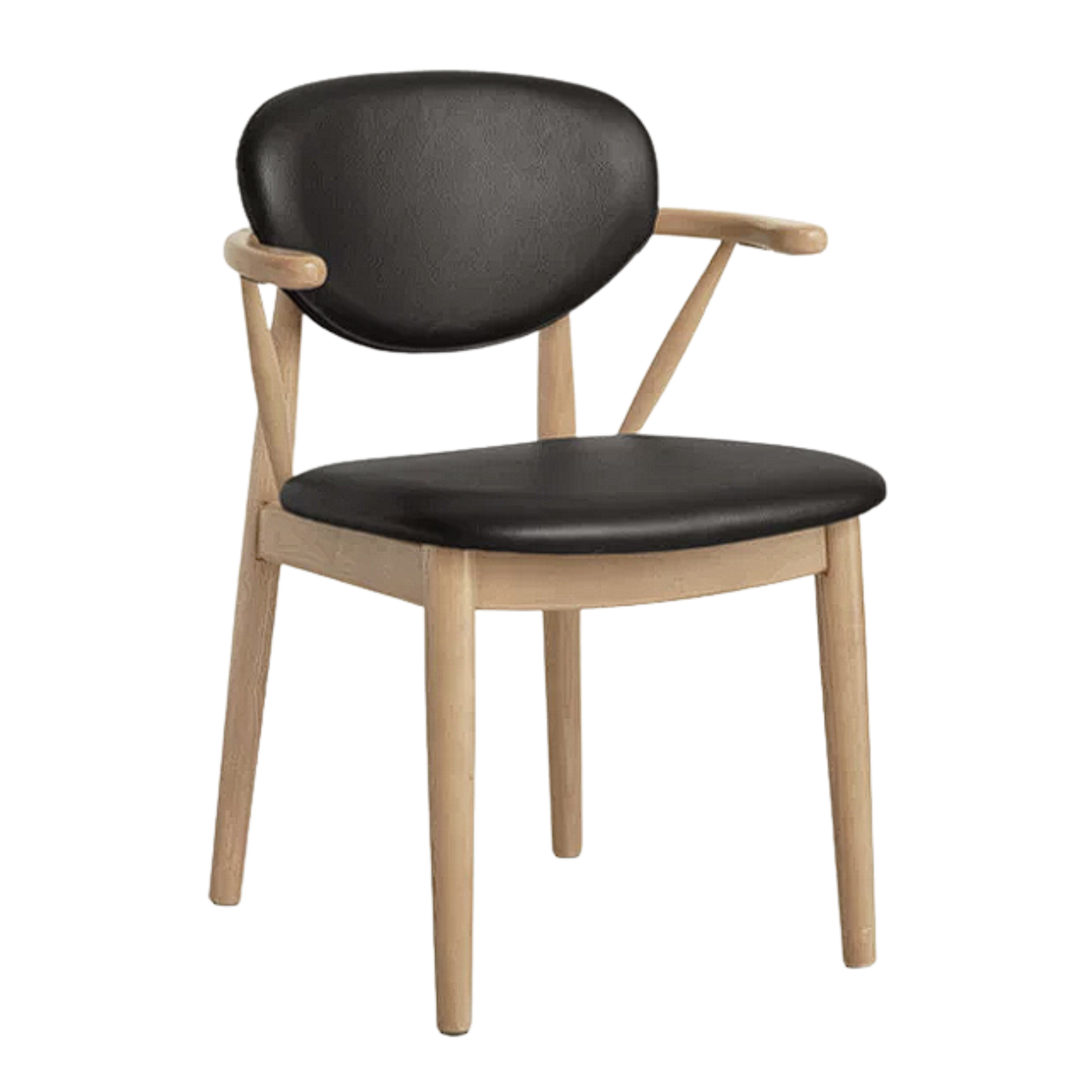 4 pcs Black Walnut, Oak, Sandalwood, Ash Curved Dining Chair with Open Armrest