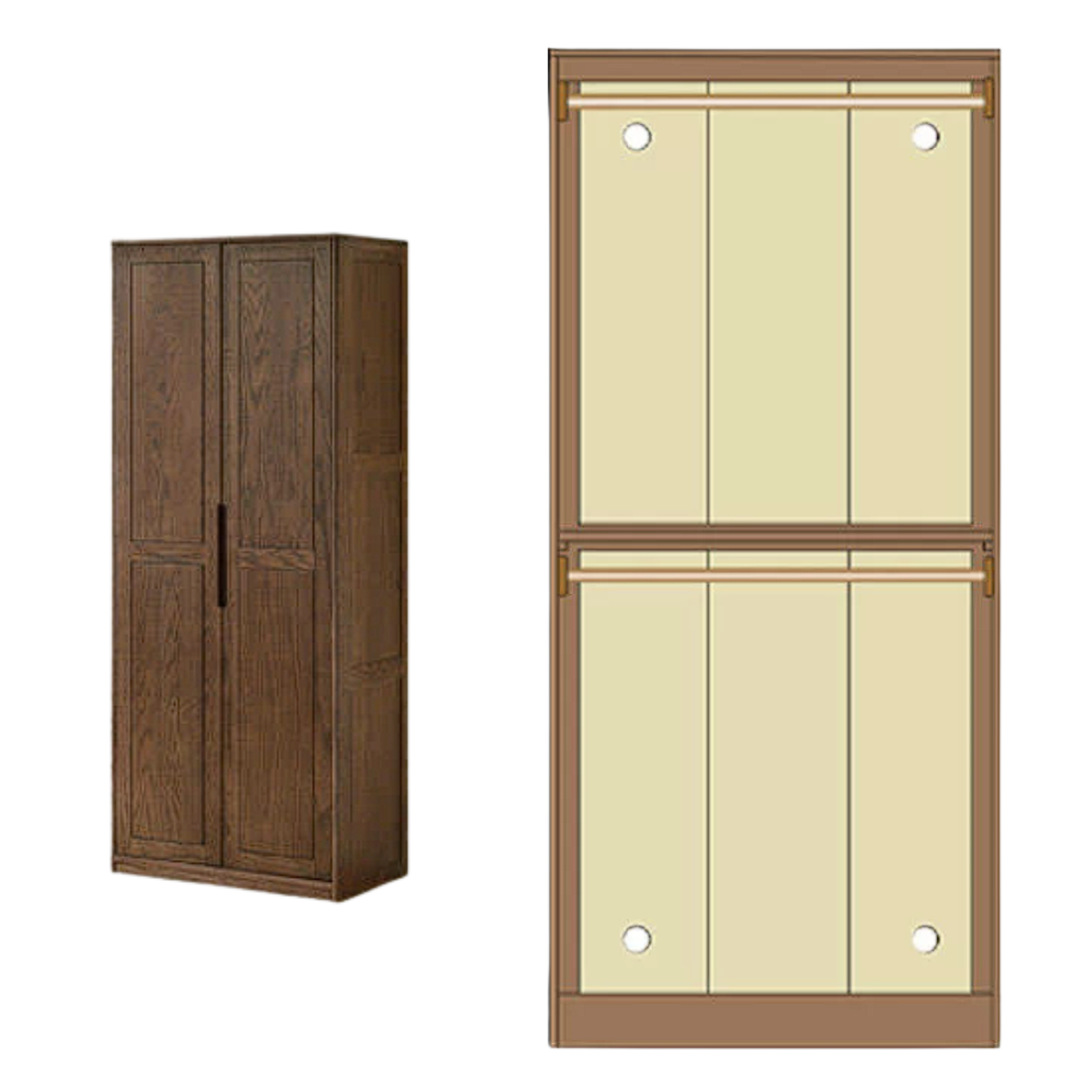 Black Walnut, Merbau Solid Wood Wardrobe.