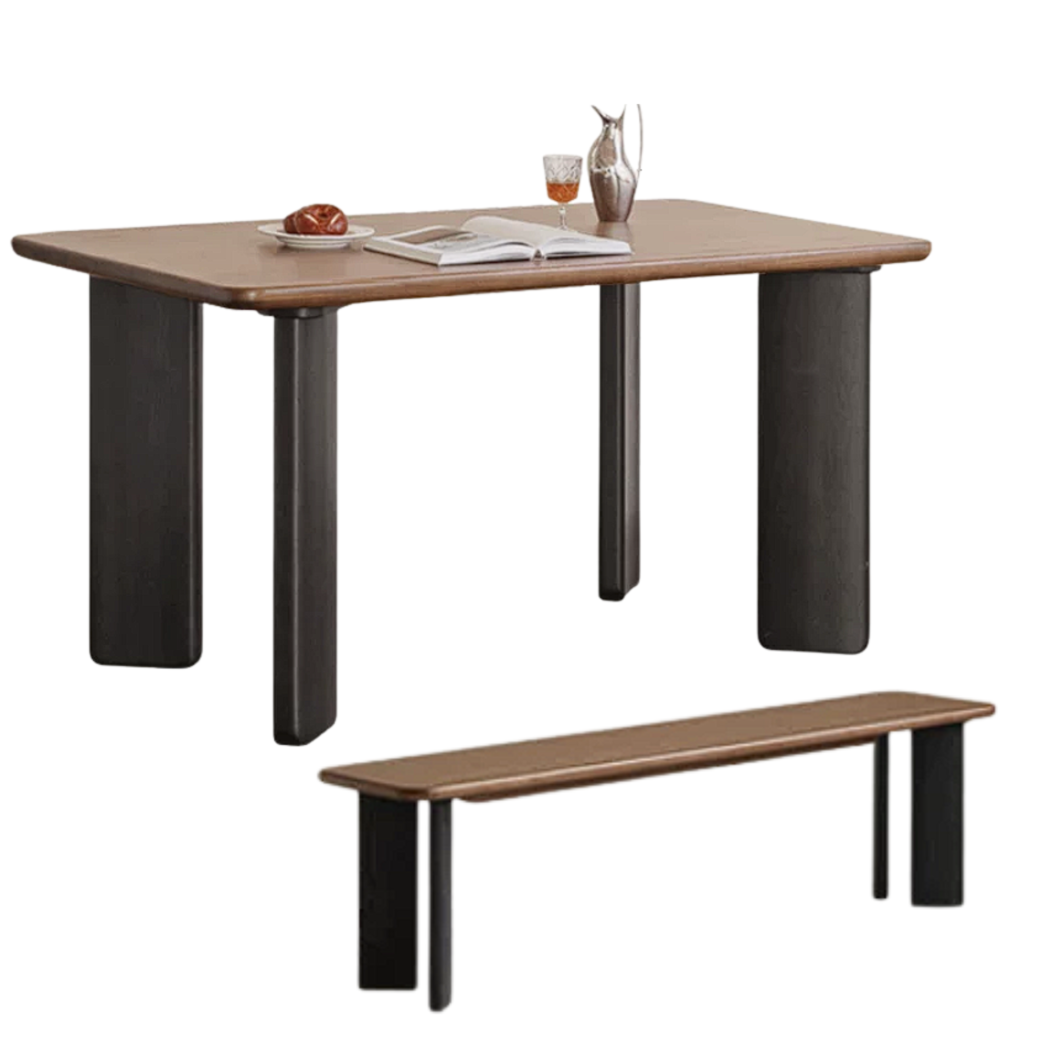 Black Walnut, Ash, Golden Pearwood Solid Wood Light Luxury Rectangular Dining Table