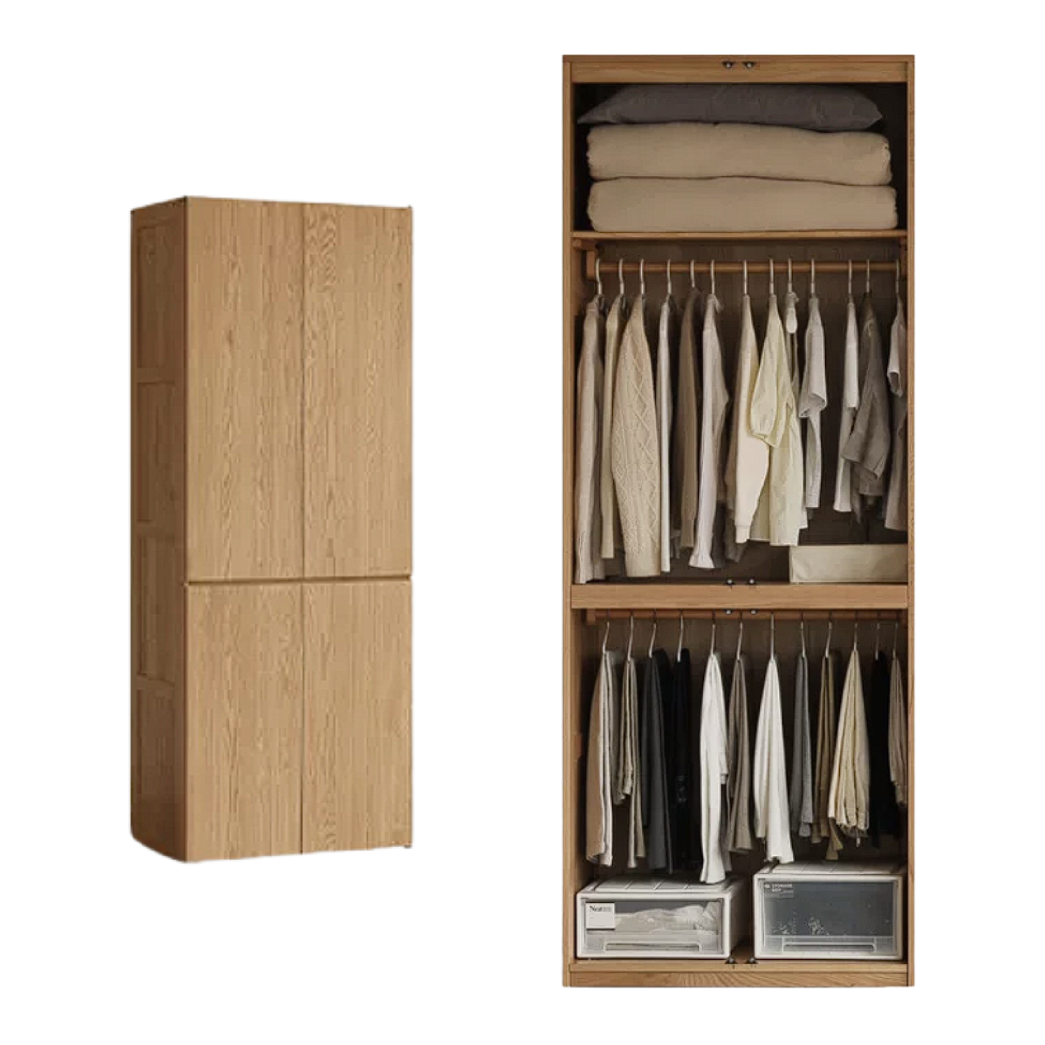 Oak, Ash Solid Wood Sectional Wardrobe