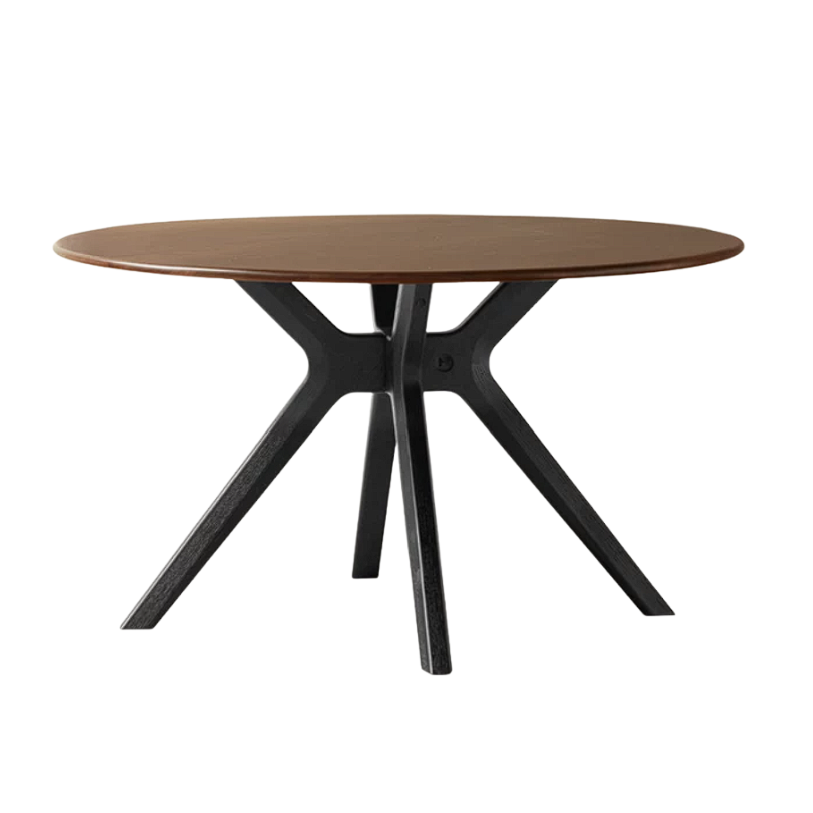 Black Walnut Solid Wood Rock Board Round Table With Turntable