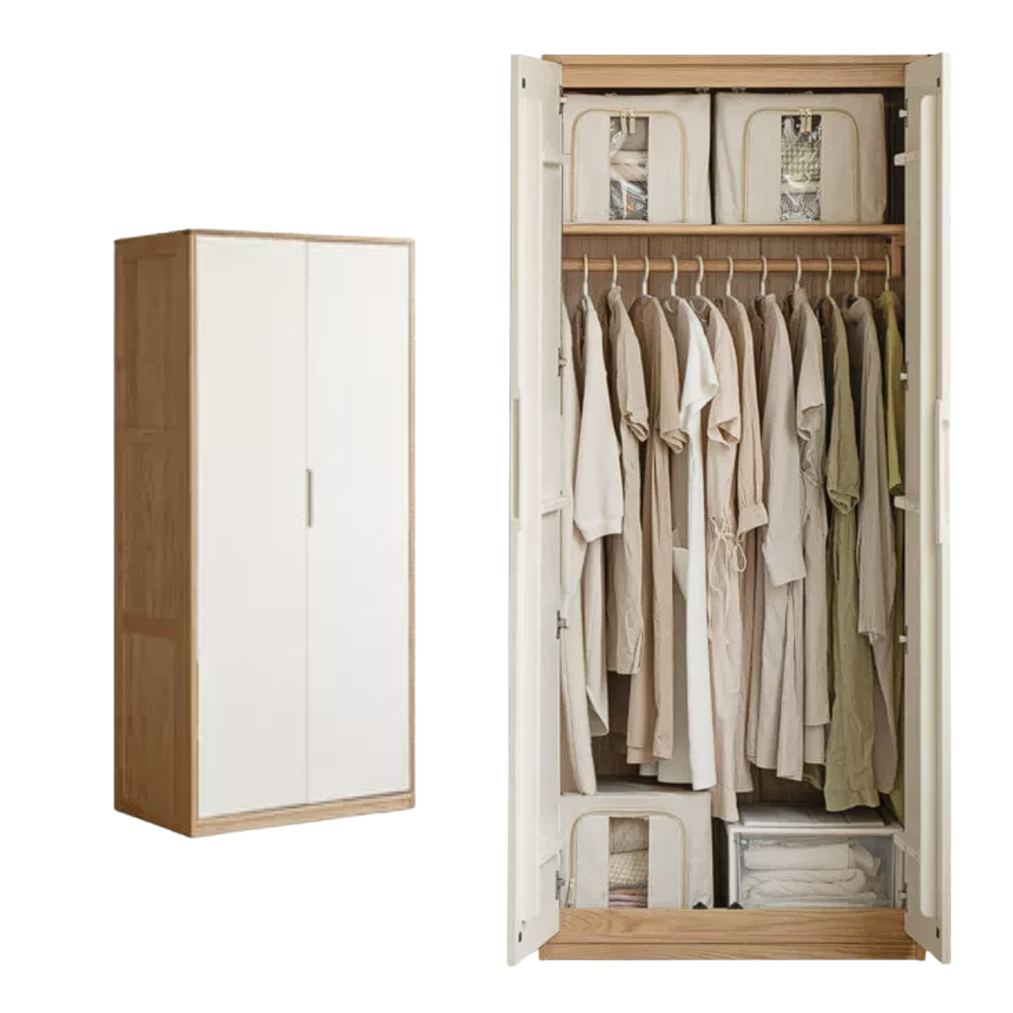 Oak Solid Wood Wardrobe Floor Combination Cabinet