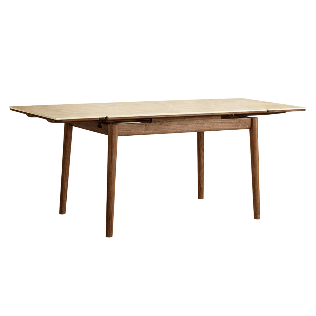 Black Walnut, Oak Solid Wood Extendable Dining Table with Self-Storing Leaf