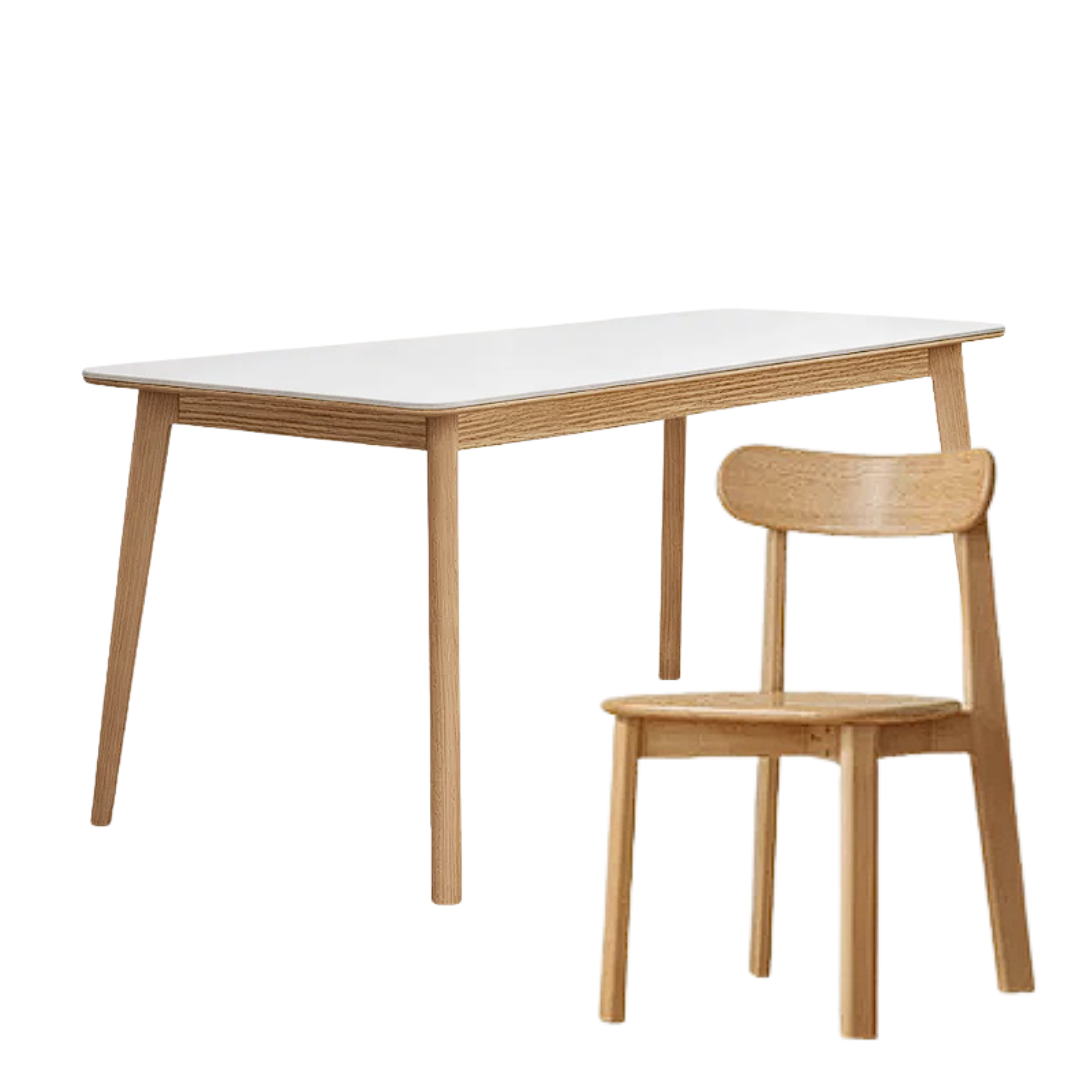 Beech, Rubberwood, Oak Solid Wood Dining Table With Rock Slab Surface
